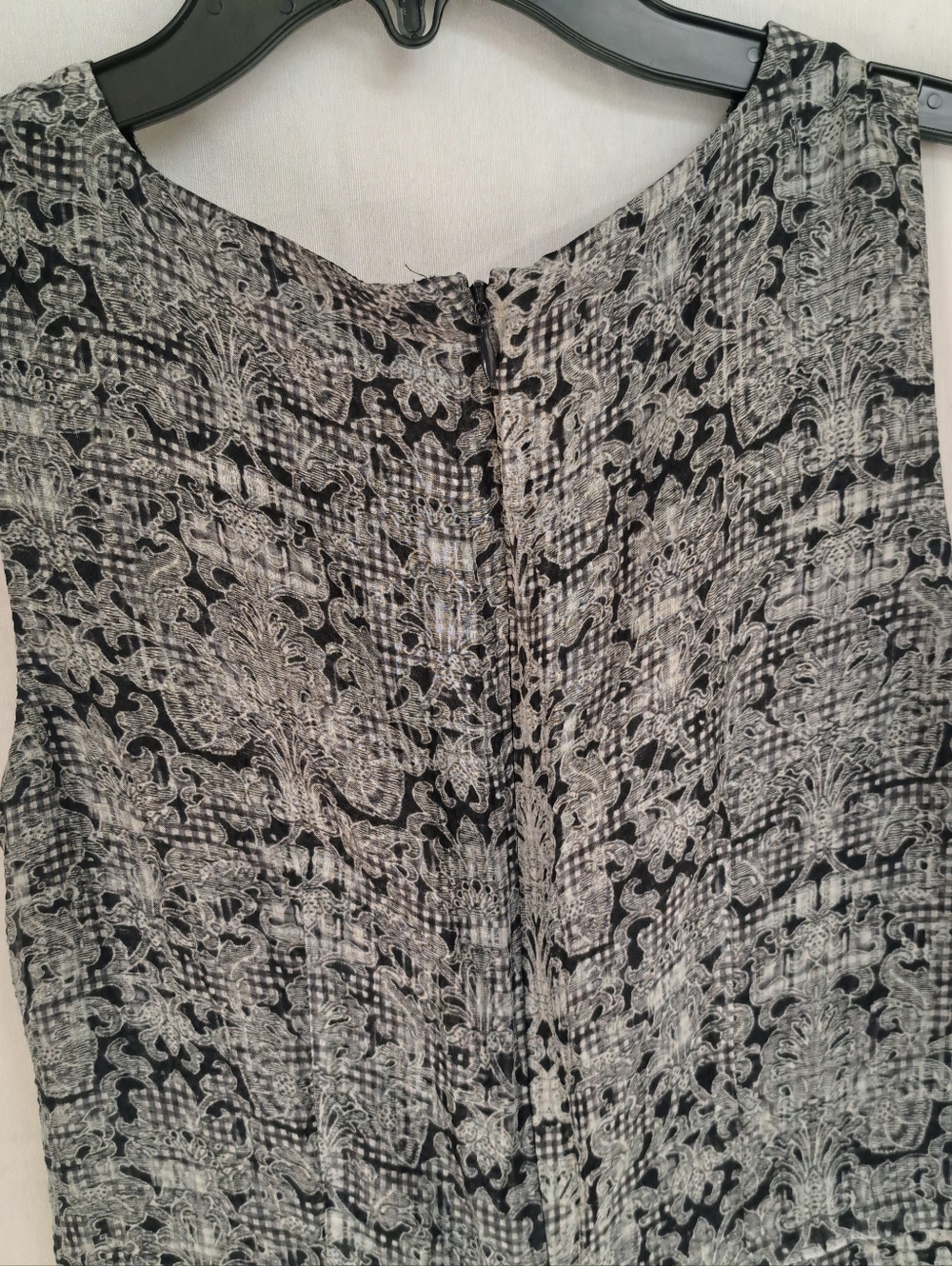 Brooks Brothers Silk Blend Damask Gingham Fit & Flare Dress Black White Size 0 - Picture 5 of 10